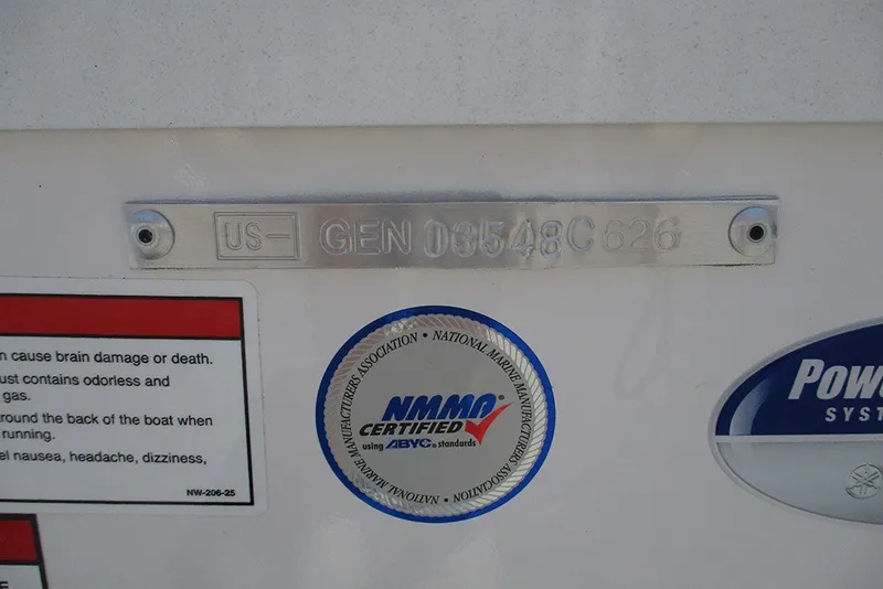 Slide: The Image of Hull identification number on a 2026 G3 Bay 17 boat with certification labels. - 25