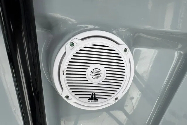 Slide: The Image of White JL Audio speaker on 2019 Sea Hunt BX22BR boat. - 14