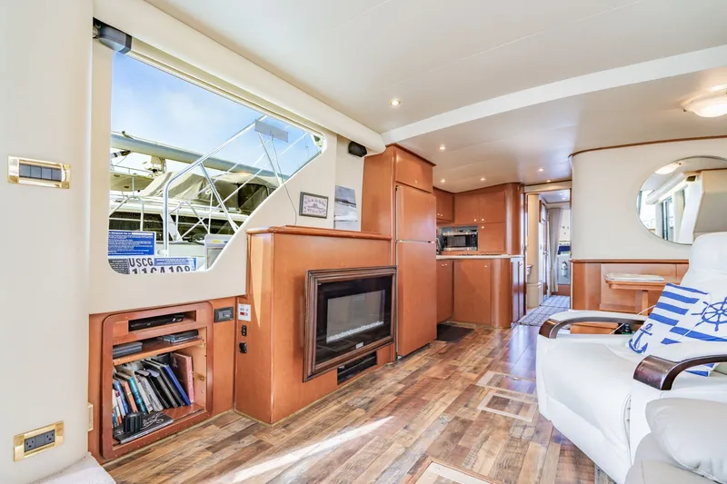 Slide: The Image of Luxurious interior of 2003 Bluewater Yachts Custom 6000 with modern amenities and elegant design. - 30
