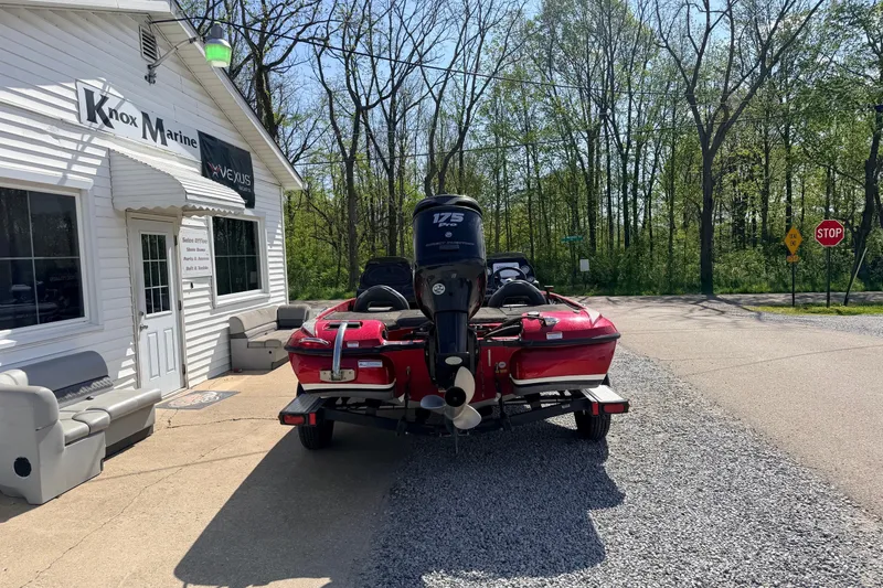 Slide: The Image of Red 2015 Nitro Z-7 boat parked outside Knox Marine dealership. - 3