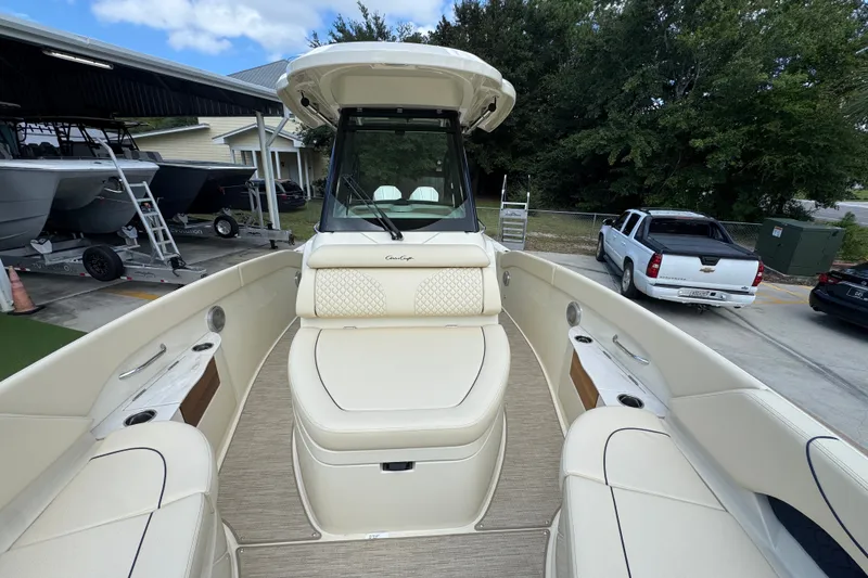 Slide: The Image of 2027 Chris-Craft Catalina 28 boat interior with luxurious seating and modern design. - 26
