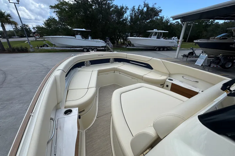 Slide: The Image of 2027 Chris-Craft Catalina 28 boat interior with luxurious seating and modern design. - 22