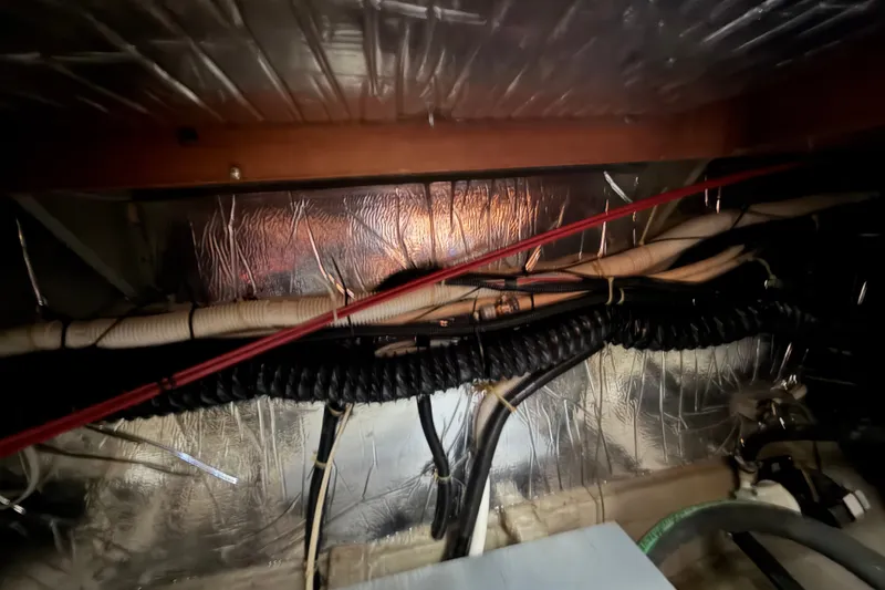Slide: The Image of Engine room wiring of 1989 Carver 3607 Aft Cabin Motor Yacht. - 54
