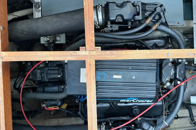 Slide: The Image of Engine compartment of a 1989 Carver 3607 Aft Cabin Motor Yacht with MerCruiser engine. - 50