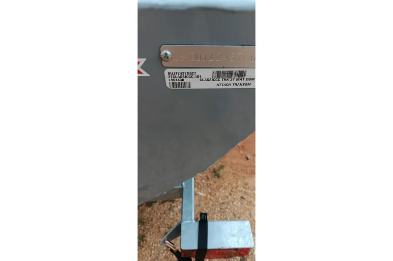 Slide: The Image of 2027 Tracker Bass Tracker Classic CC boat identification plate and barcode. - 16