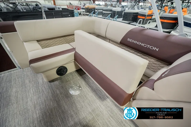 Slide: The Image of Luxurious seating on 2027 Bennington 22 SLJ pontoon boat, featuring elegant upholstery. - 36
