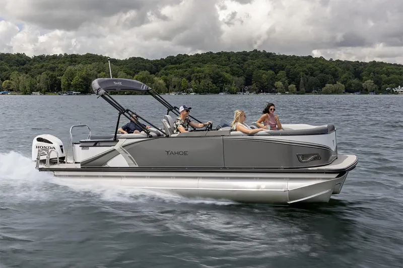 The Image of Manufacturer Provided Image: Manufacturer Provided Image: 2025 Tahoe Pontoon LTZ Entertainer cruising on a lake with passengers. - 0