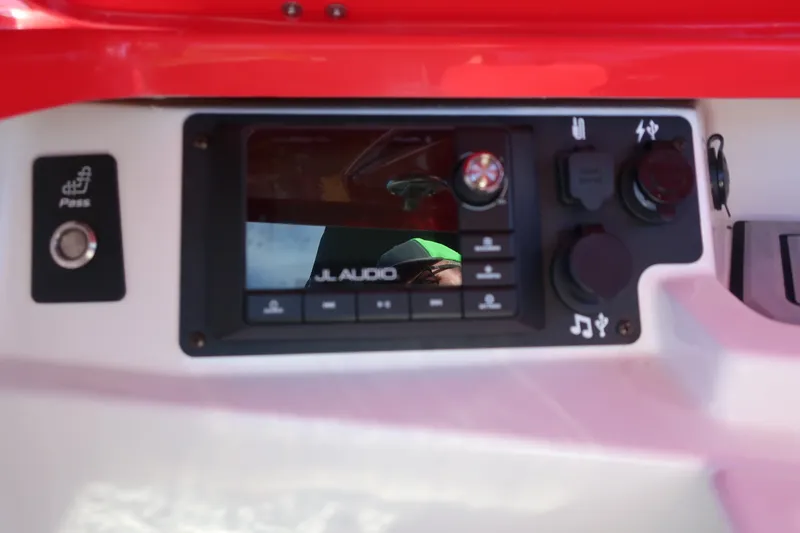Slide: The Image of 2019 Nautique Super Air Nautique G23 audio control panel with JL Audio system. - 27