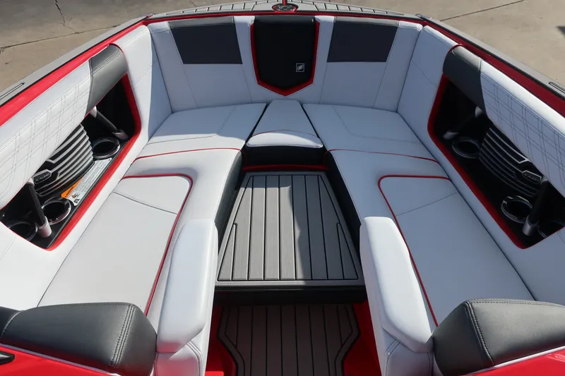 Slide: The Image of Luxurious interior of 2019 Nautique Super Air Nautique G23 boat with stylish seating. - 34