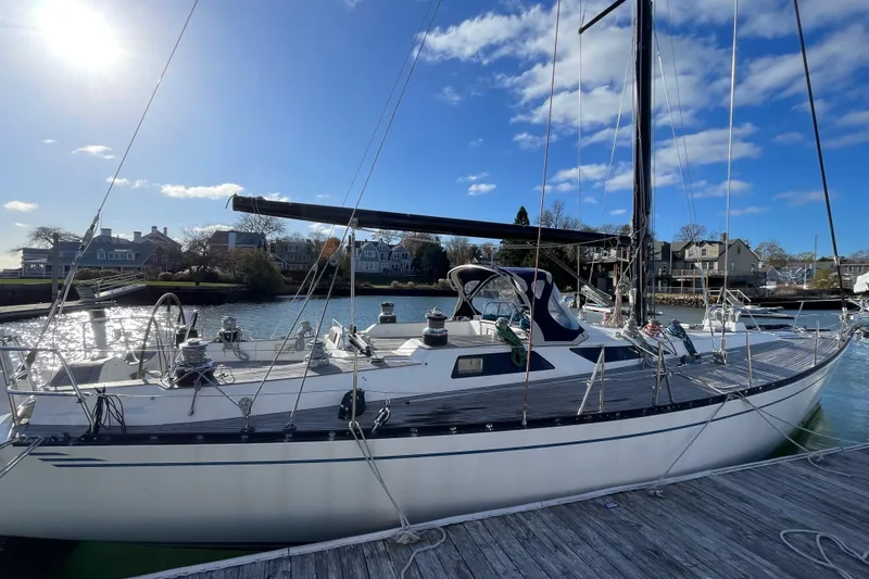 Slide: The Image of Sailboat Baltic 48 DP 1986 docked under clear blue sky. - 6