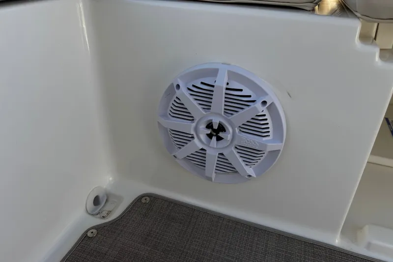 Slide: The Image of White speaker on 2019 Bayliner 195 Deck Boat interior wall. - 25