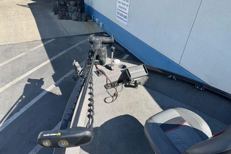 Slide: The Image of 2021 Tracker Pro Guide V-175 Combo boat with Minn Kota trolling motor and Humminbird fish finder. - 22