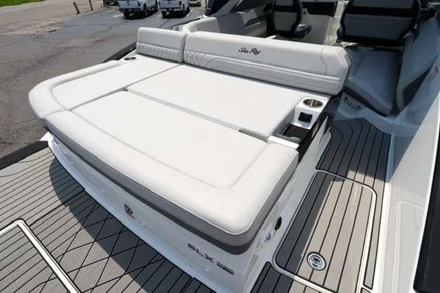 Slide: The Image of 2027 Sea Ray SLX 280 boat with luxurious seating and sleek design. - 20