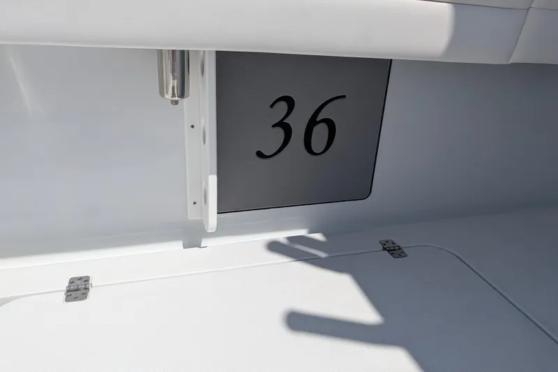 Slide: The Image of 2022 Yellowfin 36 Offshore boat interior with number 36 displayed. - 21