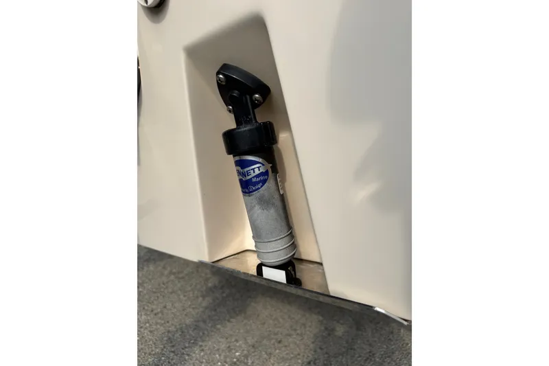 Slide: The Image of Bennett Marine hydraulic trim tab on 2020 Grady-White Freedom 275 boat. - 21