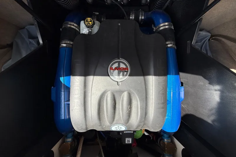 Slide: The Image of Engine compartment of a 2020 MasterCraft X24 boat with Ilmor engine. - 13