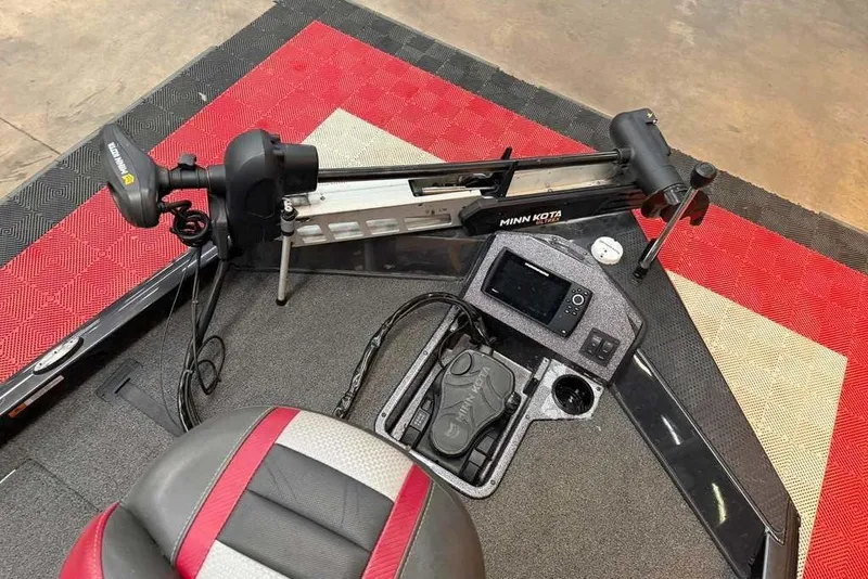 Slide: The Image of 2020 Ranger RT188P boat deck with Minn Kota trolling motor and control panel. - 9