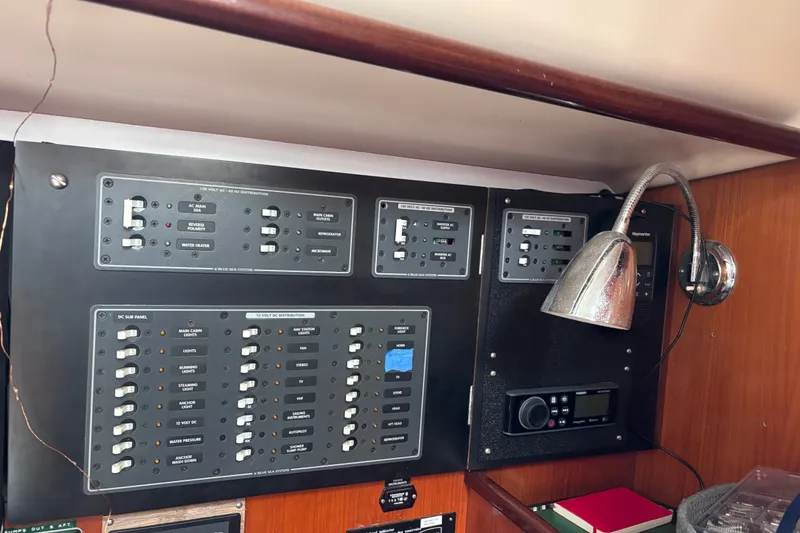 Slide: The Image of Electrical control panel on a 1993 Beneteau Oceanis 400 sailboat. - 28