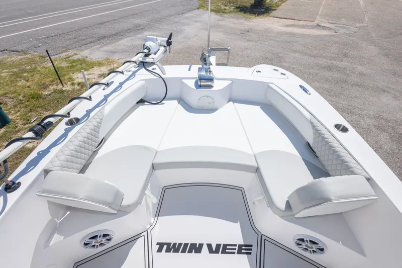 Slide: The Image of 2022 Twin Vee 240 GFX CC boat with spacious seating and modern design. - 40