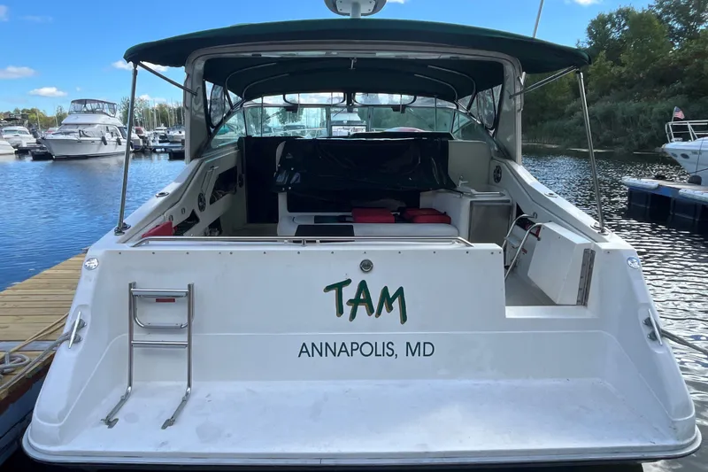 Slide: The Image of 1991 Sea Ray 350 Express Cruiser docked in Annapolis, MD marina. - 3