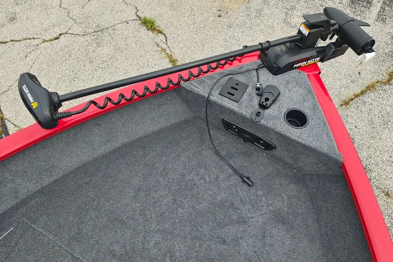 Slide: The Image of 2026 Tracker Pro Guide V-175 WT boat with Minn Kota trolling motor on deck. - 17