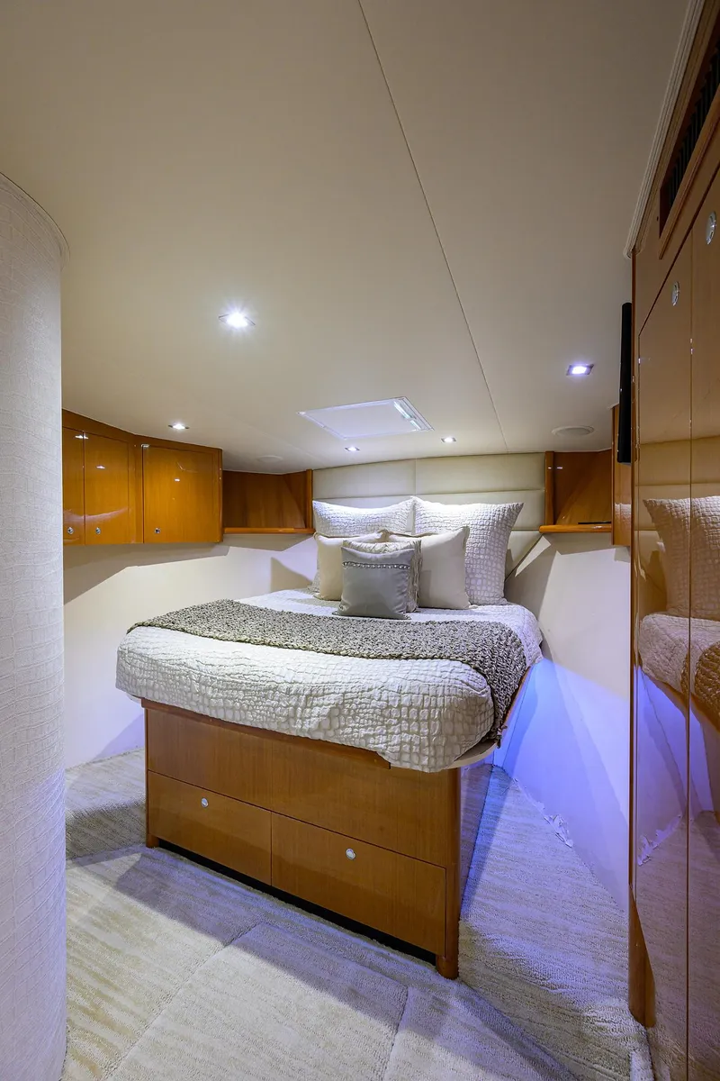 Slide: The Image of Luxurious bedroom in 2004 Viking 65 Enclosed Bridge w/Tower yacht. - 41