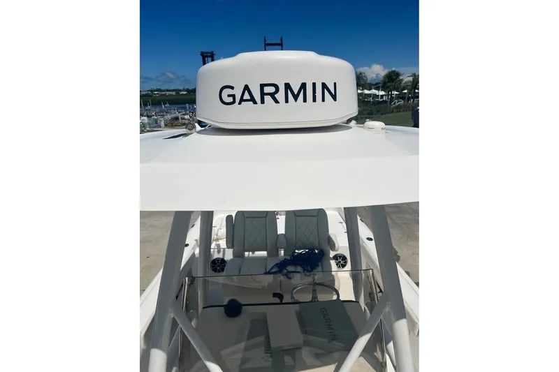 Slide: The Image of 2019 Blue Wave 2800 Pure Hybrid boat with Garmin radar system. - 12