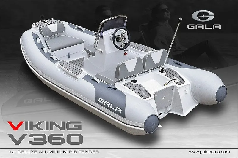 The Image of Gala Viking V360 2027 model, 12' deluxe aluminum RIB tender with Yamaha 40HP engine. - 1