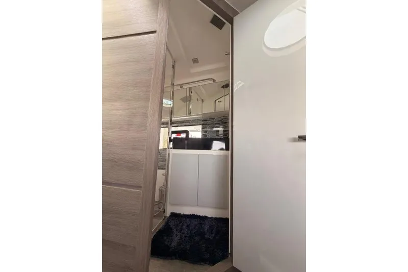Slide: The Image of Interior of 2025 Real 40 HT Luxury yacht bathroom with modern design and sleek finishes. - 43