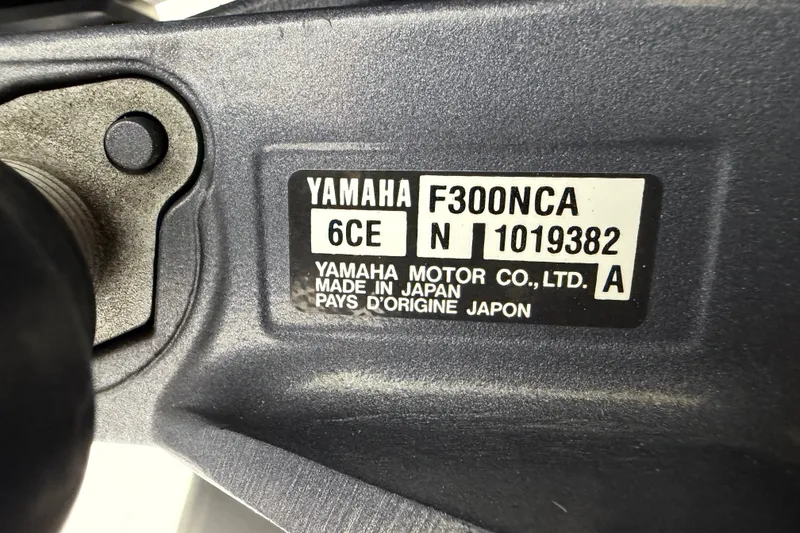 Slide: The Image of Label on Yamaha motor, model F300NCA, made in Japan, on Regulator 23 boat. - 51