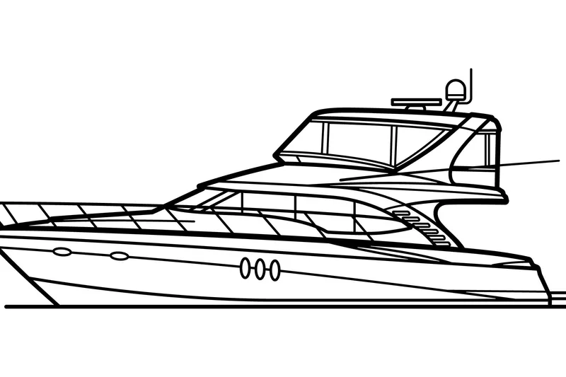 Slide: The Image of Line drawing of a 2008 Silverton 52 Ovation yacht, showcasing sleek design and structure. - 11