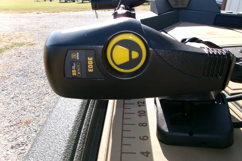 Slide: The Image of Close-up of Xpress X18DB 2027 boat motor with speed control and measurement scale. - 16