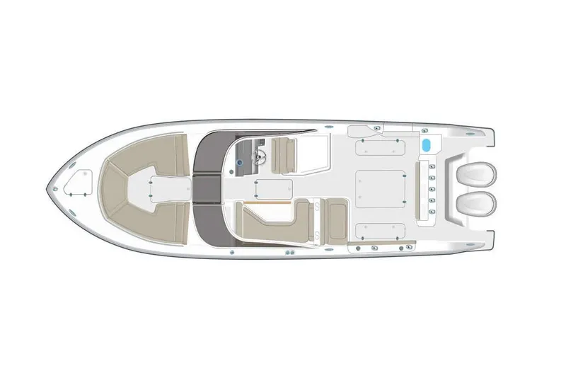 Slide: The Image of Manufacturer Provided Image: Top view of 2025 Pursuit DC 326 Dual Console boat layout. - 21