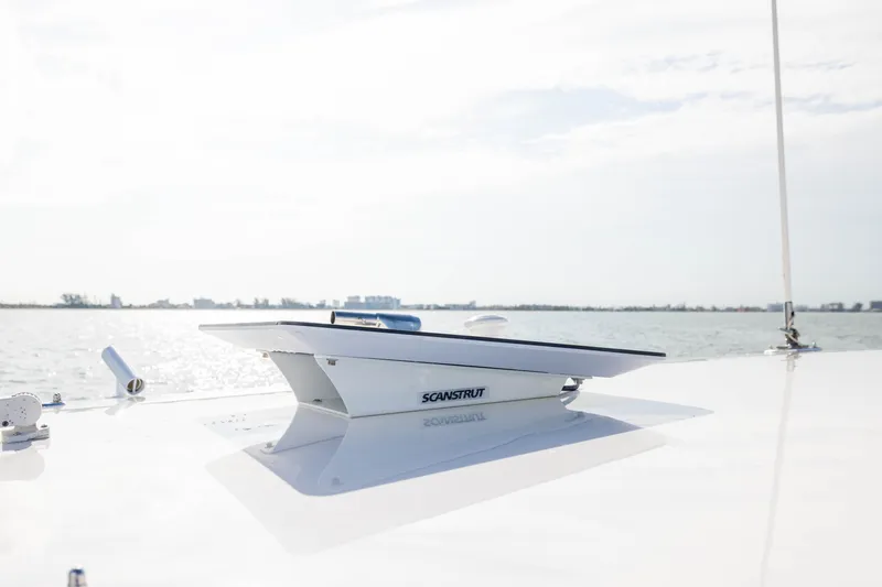Slide: The Image of Contender 44 Fisharound 2020 boat with Scanstrut equipment on deck, ocean background. - 21