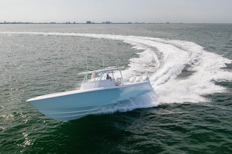 Slide: The Image of 2020 Contender 44 Fisharound cruising swiftly on open water. - 9