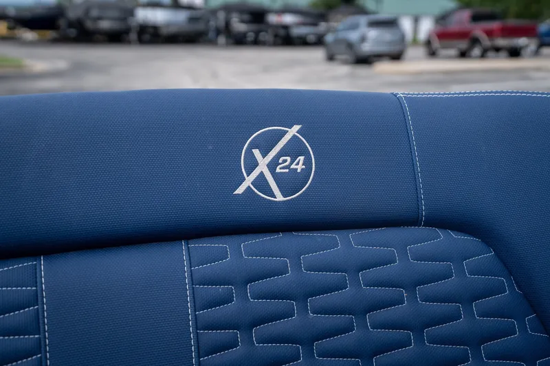 Slide: The Image of Blue MasterCraft X24 boat seat with logo, 2021 model. - 36