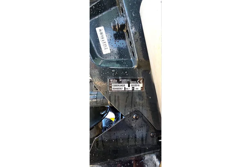Slide: The Image of Close-up of a 2016 Ranger 2510 Bay Ranger boat engine serial number plate. - 65