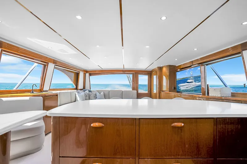 Slide: The Image of Luxurious interior of 2012 Viking 76 Convertible yacht with ocean views. - 82