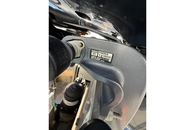 Slide: The Image of Close-up of Yamaha F300XCA engine on 2017 Ranger 2510 Bay Ranger boat. - 14