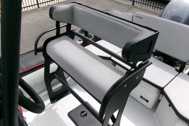 Slide: The Image of 2023 Zodiac Open 5.5 boat interior with sleek seating and modern design. - 12
