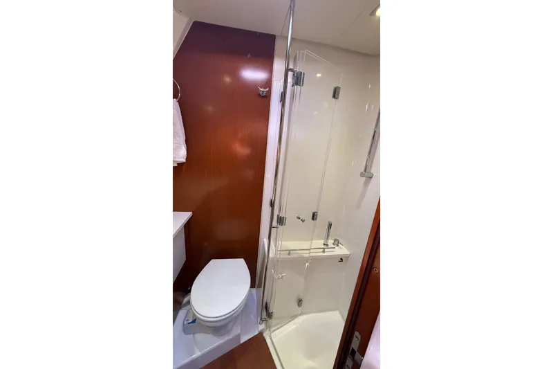 Slide: The Image of Bathroom interior of 2013 Beneteau Oceanis 48 yacht with shower and toilet. - 7