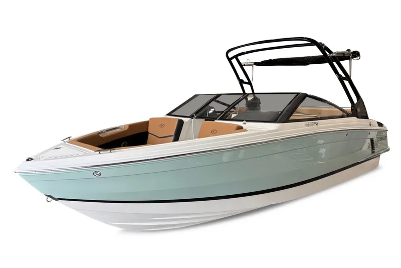 The Image of The image shows a modern 2026 Cobalt R4 Surf boat with sleek blue paint. - 1