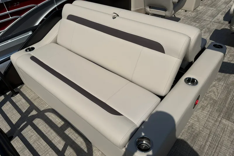 Slide: The Image of Luxurious seating on 2026 Bentley Pontoons Legacy 223 Swingback with cup holders. - 12