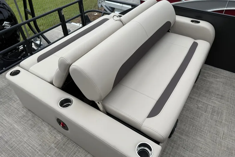 Slide: The Image of 2026 Bentley Pontoons Legacy 223 Swingback with luxurious seating and integrated cup holders. - 14