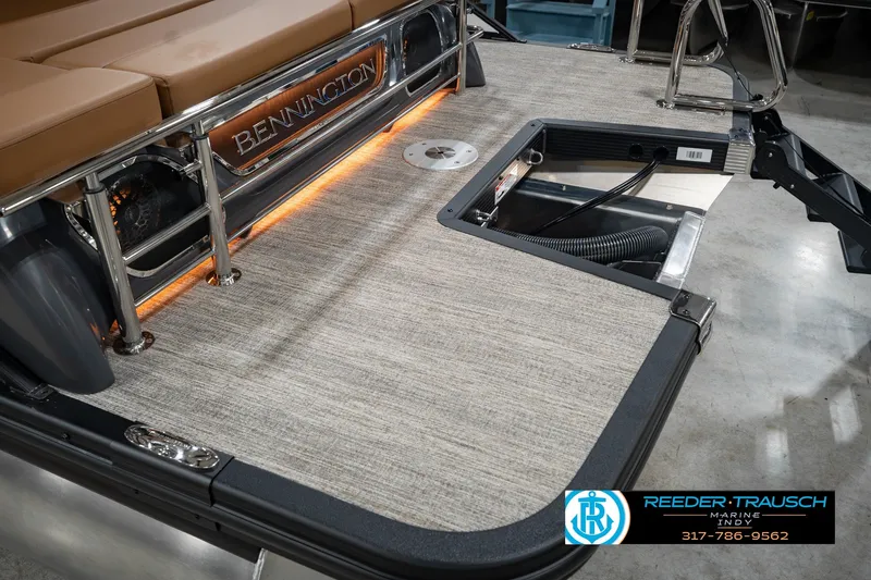 Slide: The Image of 2027 Bennington 23 RSWBA boat interior with seating and deck details. - 58