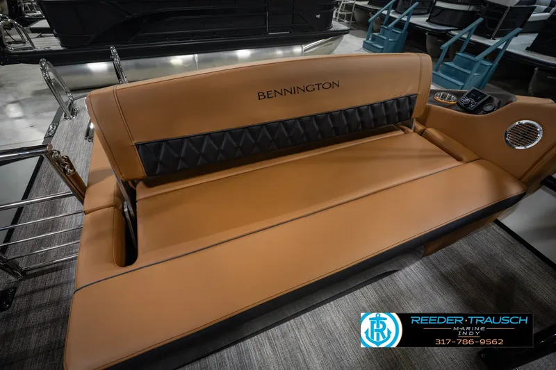 Slide: The Image of Luxurious seating on 2027 Bennington 23 RSWBA boat with tan upholstery and sleek design. - 48
