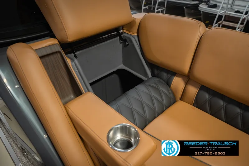 Slide: The Image of Luxurious seating on 2027 Bennington 23 RSWBA boat with cup holder and quilted design. - 29