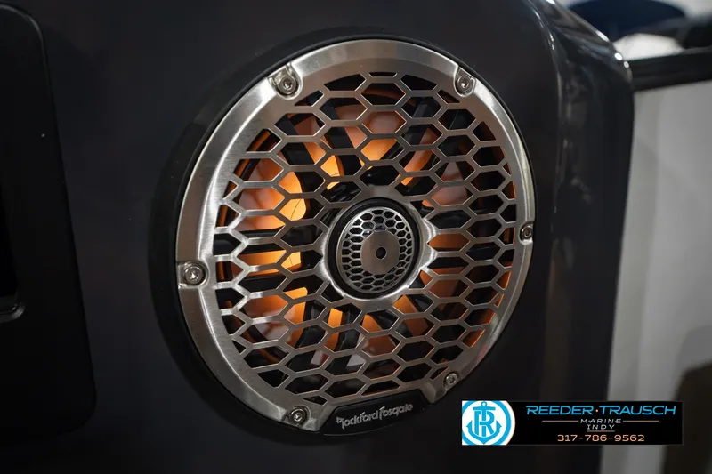 Slide: The Image of Close-up of a Rockford Fosgate speaker on a 2027 Bennington 23 RSWBA boat. - 50