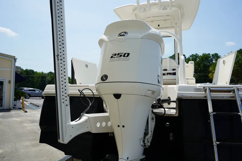 Slide: The Image of 2019 Robalo 246 Cayman boat with powerful 250 horsepower outboard motor. - 15