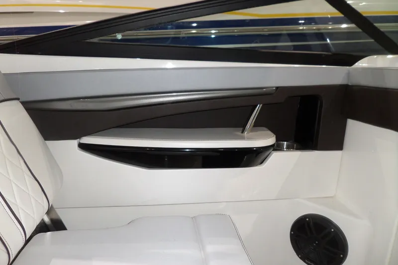 Slide: The Image of Interior view of 2017 Sea Ray SDX 240 boat, featuring sleek seating and modern design. - 28